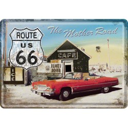 Placa metalica - Route 66 - The Mother Road - 10x14 cm